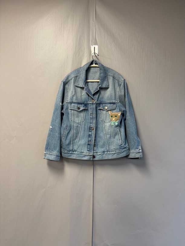 99新 GUCCI/古驰 可爱猫咪头牛仔外套 40码 宽松版型 专柜价16200