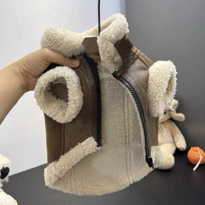 宠物加绒马甲狗狗衣服皮毛一体泰迪猫咪雪纳瑞比熊小型犬秋冬装