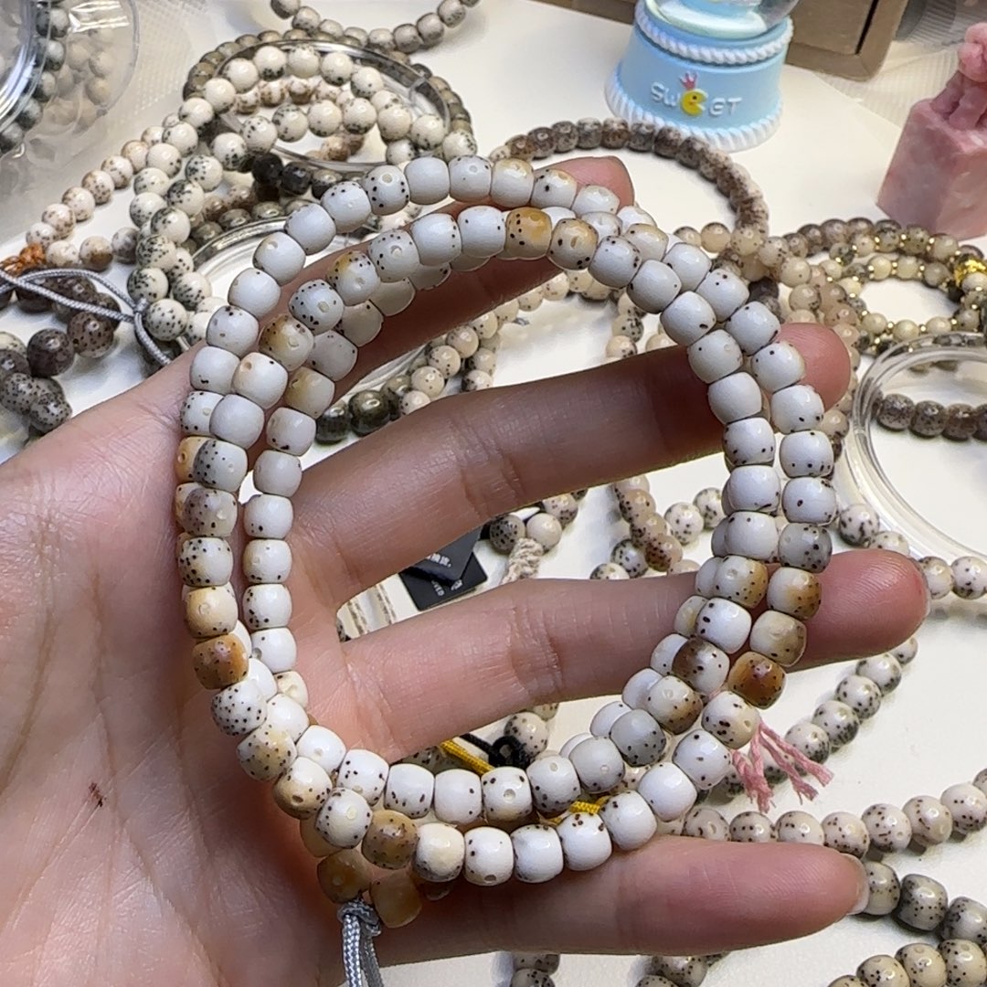 ****鬼星月菩提吊坠石玉火烧云大留白6×5长条108