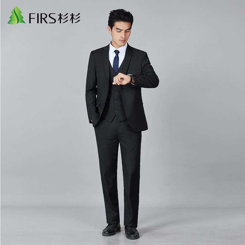 FIRS/杉杉高档【总裁系列】男士商务西服套装婚面试礼西装(不开叉）