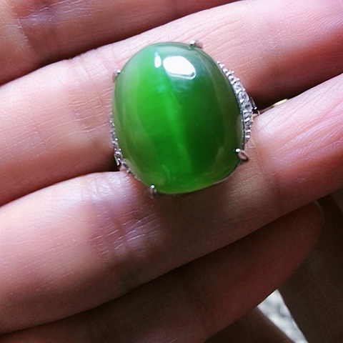 和田玉戒指银S925镶嵌