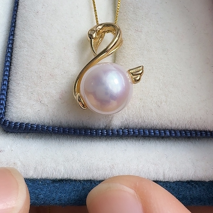 银S925镶嵌颈饰淡水珍珠9-10mm