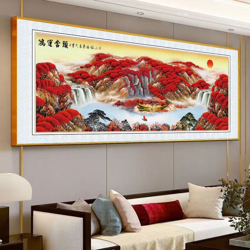 鸿运当头6款挂画中式沙发客厅背景墙鸿运当头客厅挂画山水画