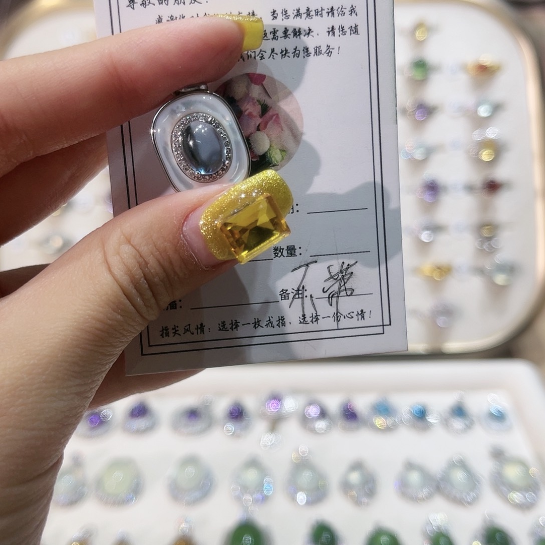 蛇纹石玉戒指银S925镶嵌