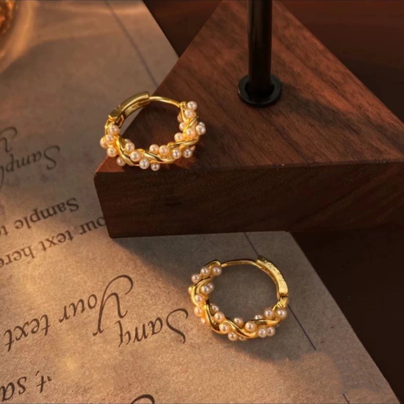 铜合金耳饰 S925纯银韩版小众设计感高级圈圈耳环女耳饰耳扣