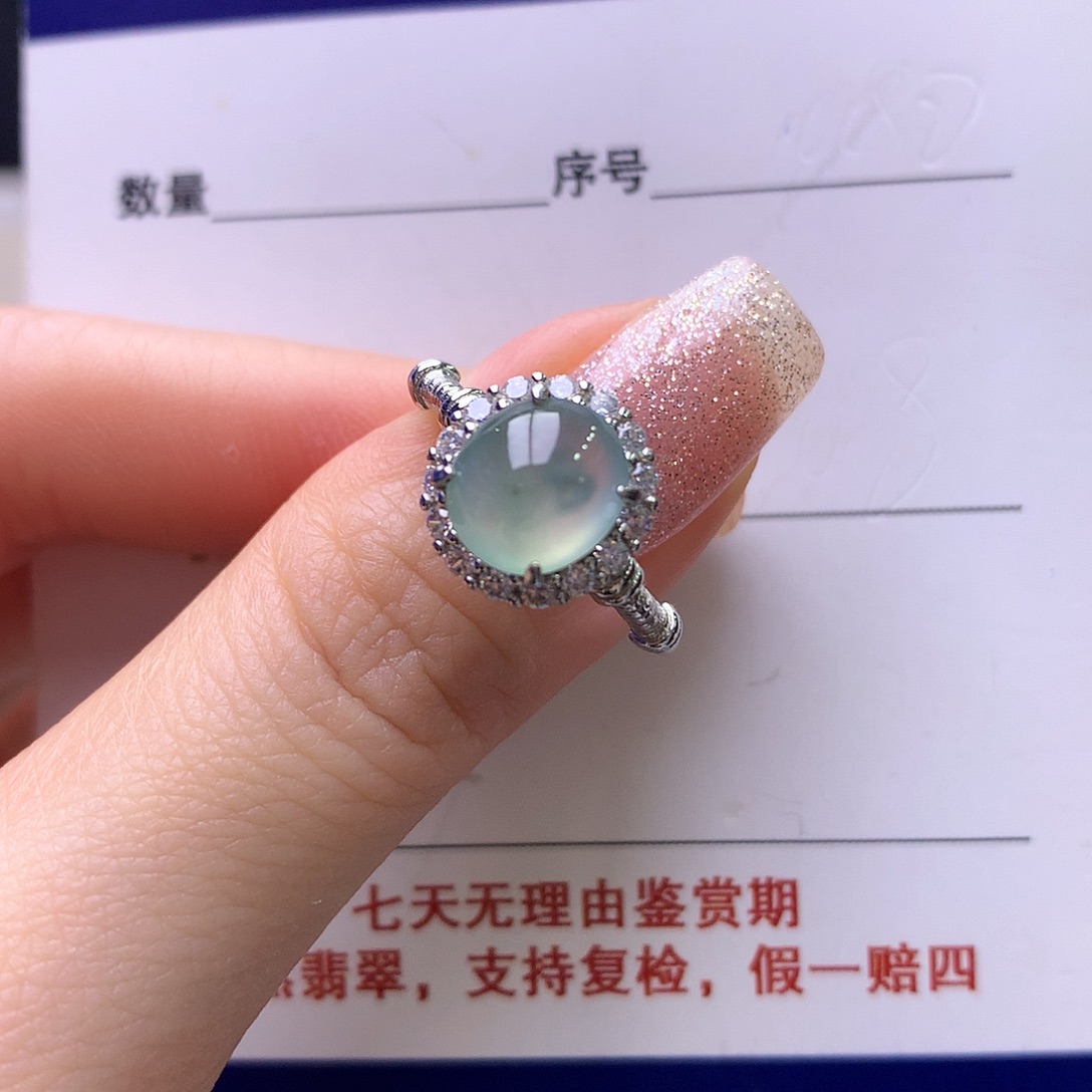 翡翠银S925镶嵌戒指25