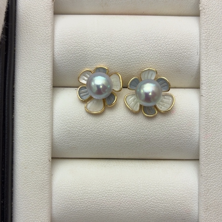 耳饰银S925镶嵌海水珍珠