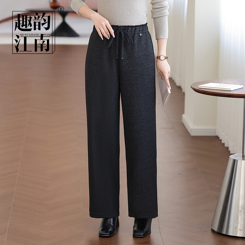趣韵江南中老年妈妈冬季长裤加厚保暖时尚显瘦长裤松紧高腰