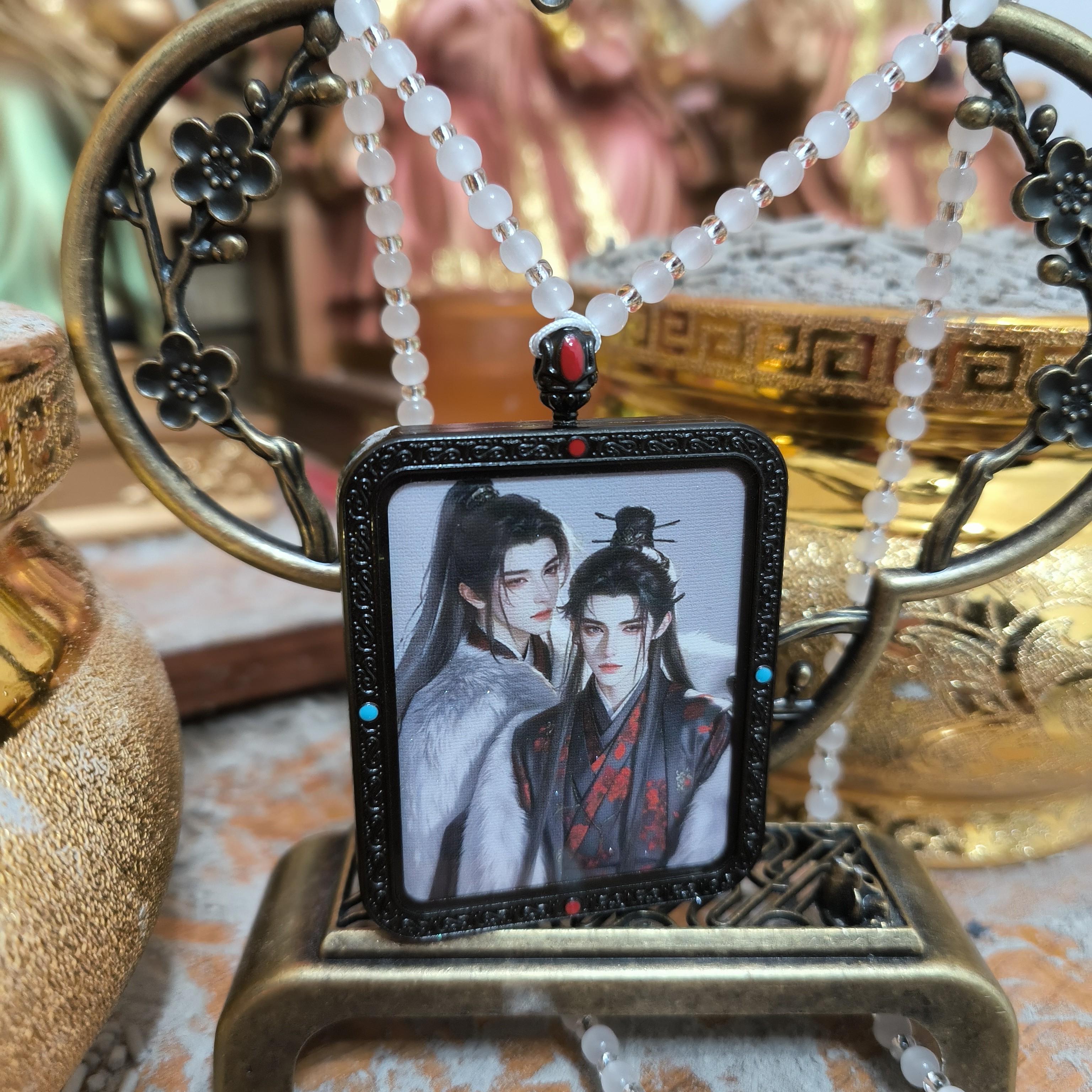 钛钢项链 （小月）唐卡绳子项链（两面图图随意搭配）（开开不退）