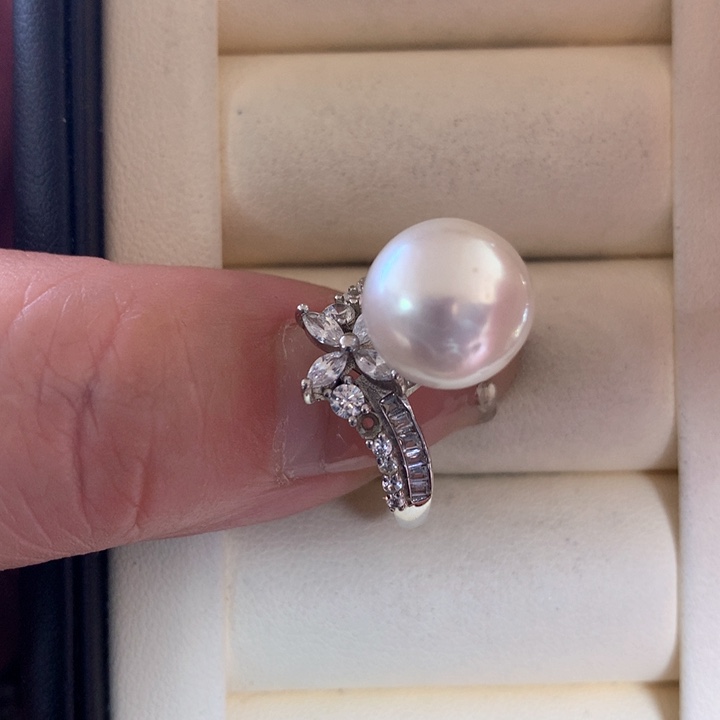 银S925镶嵌戒指淡水珍珠
