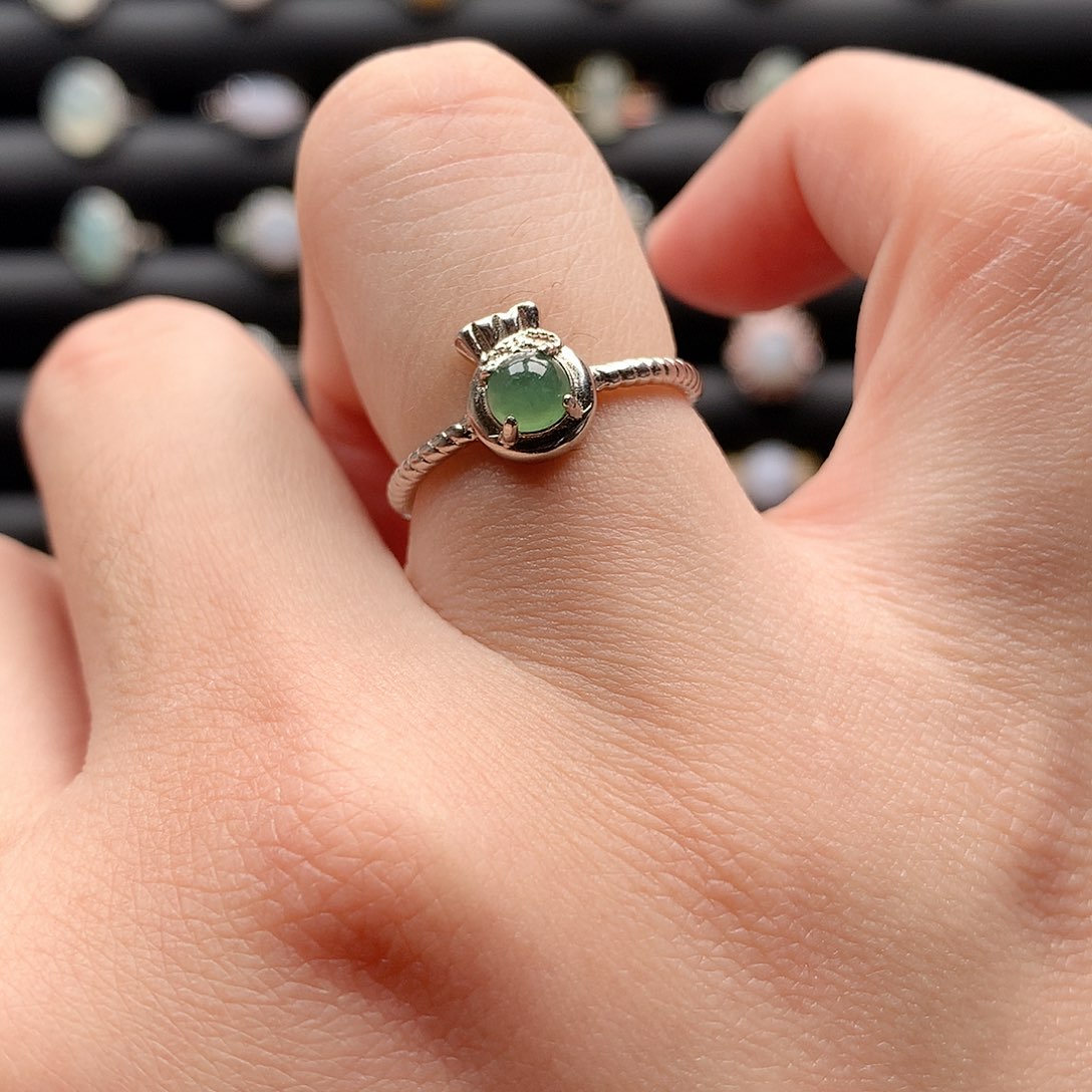 翡翠戒指银S925镶嵌0151