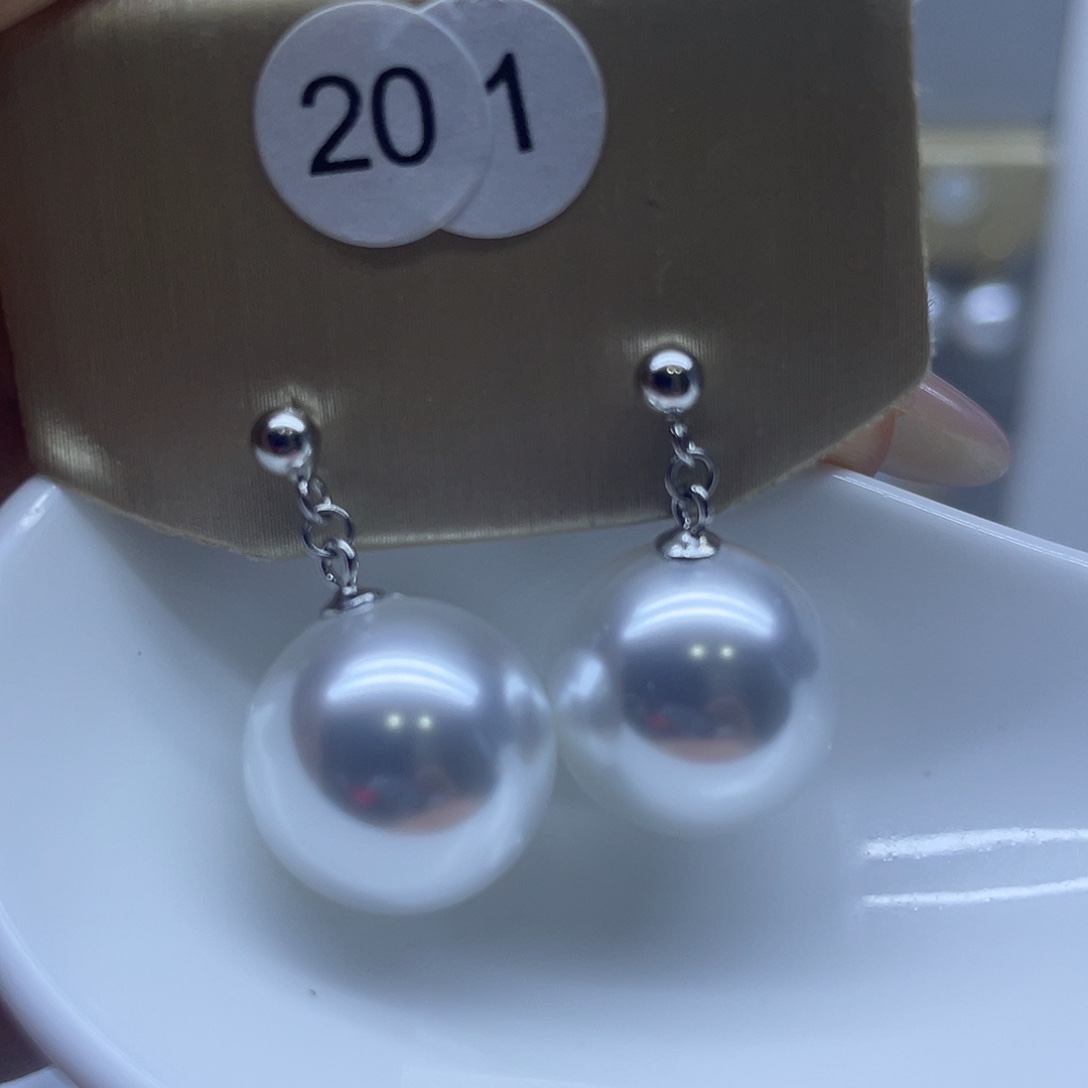银S925镶嵌淡水珍珠耳饰
