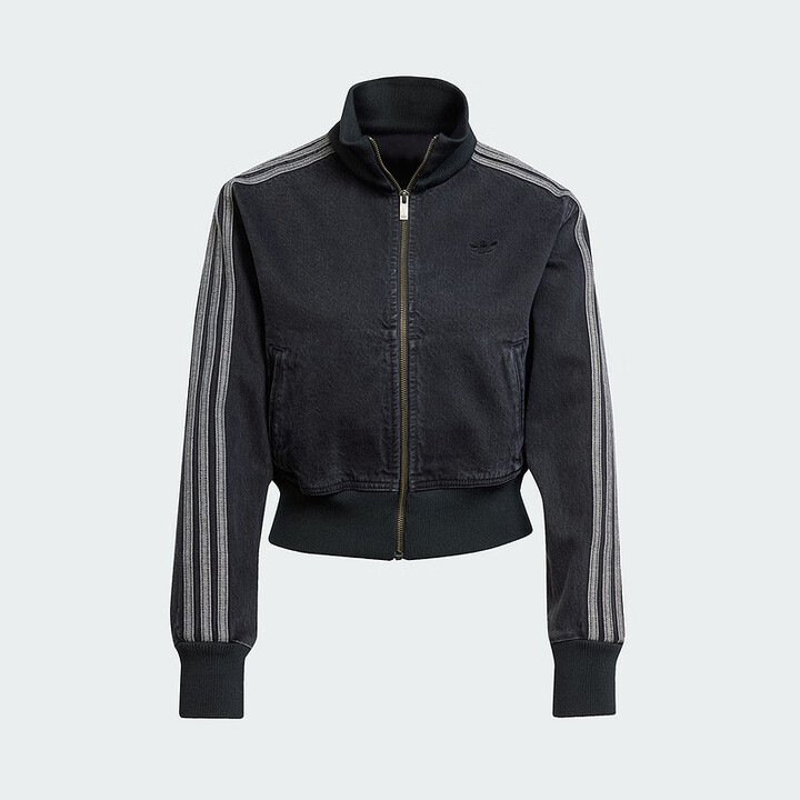 adidas/阿迪达斯三叶草女子短款牛仔挺阔立领运动夹克外套JD3110