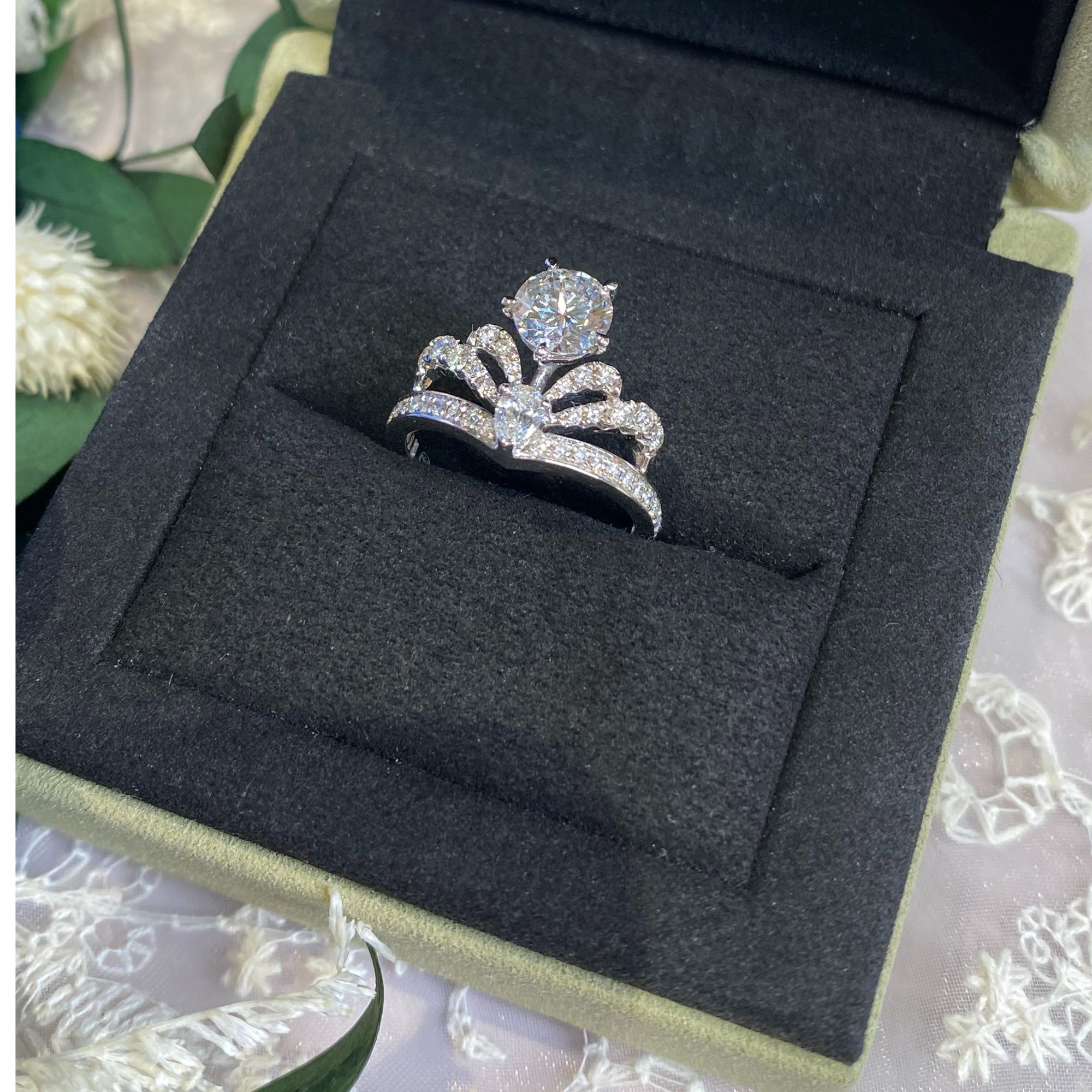 实验室培育钻石18k金培育钻石皇冠戒指【主石：1.000ct】