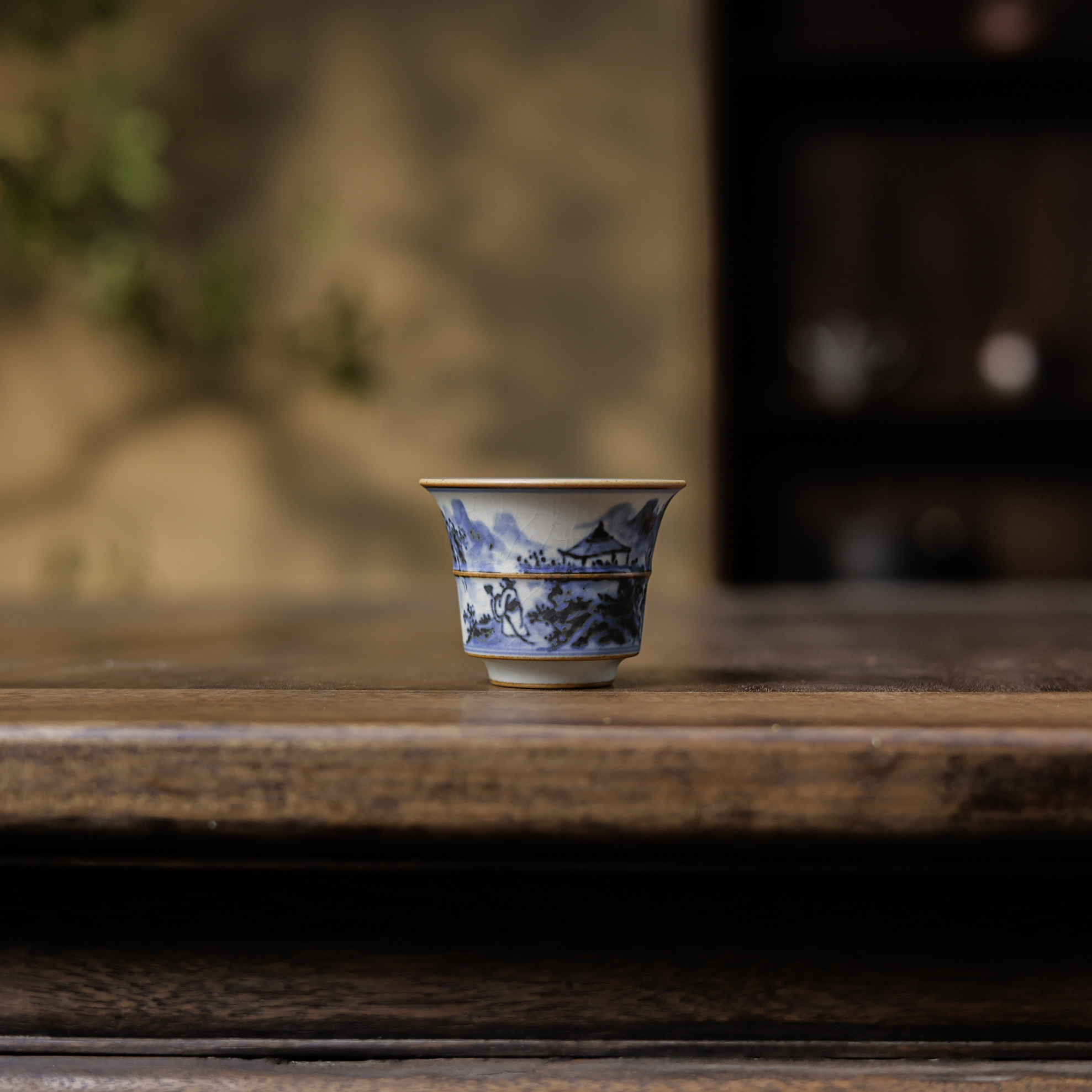 【小田甄陶】山水-朴云堂-竹节杯-满容60ml（朴杯0434）