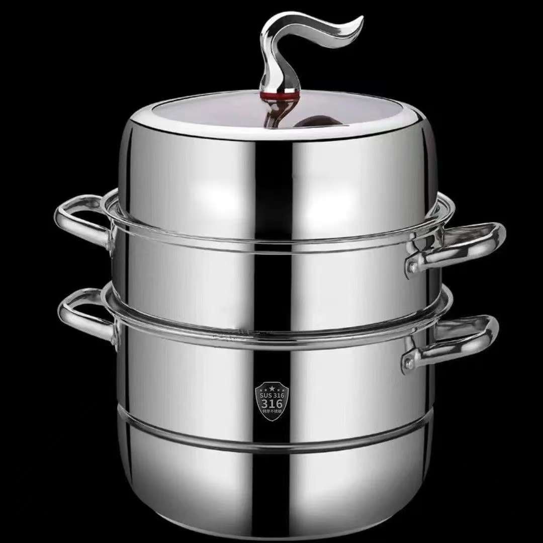 30CM不锈钢三层汤锅家用馒头蒸锅