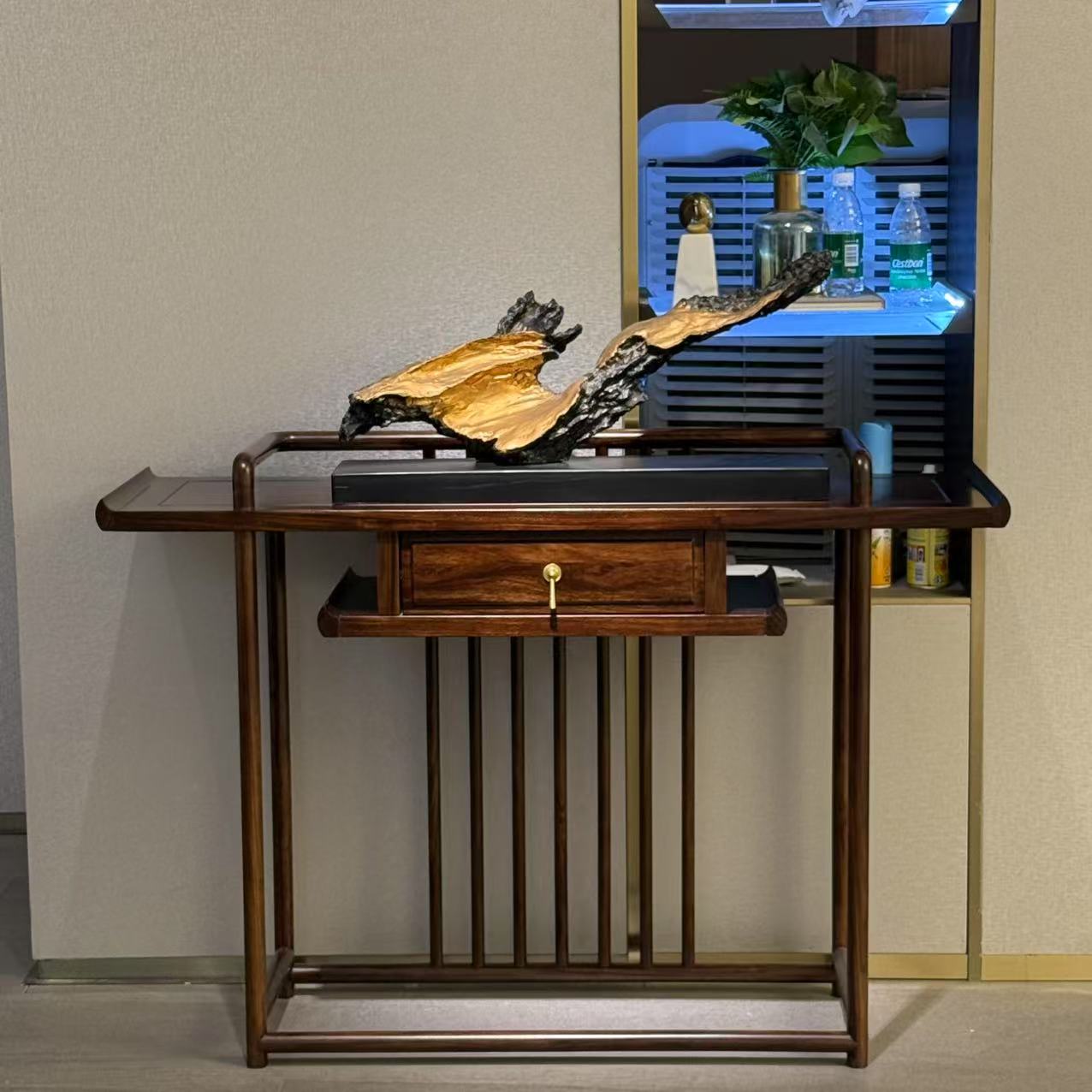 【黑檀木】8A101玄关B款（带抽屉）125*35*87