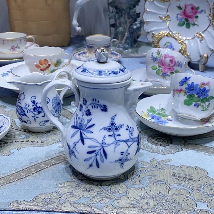 瓷片梅森一等蓝洋葱摩卡壶花妞有磕