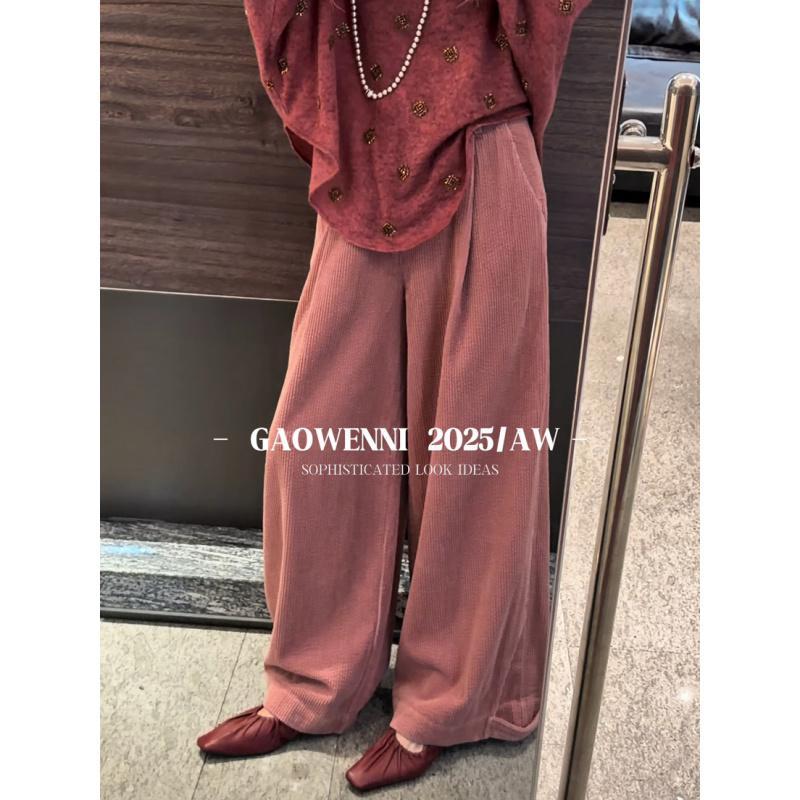 高温妮冬季时尚百搭宽松灯芯绒直筒休闲阔腿长裤 5e52635