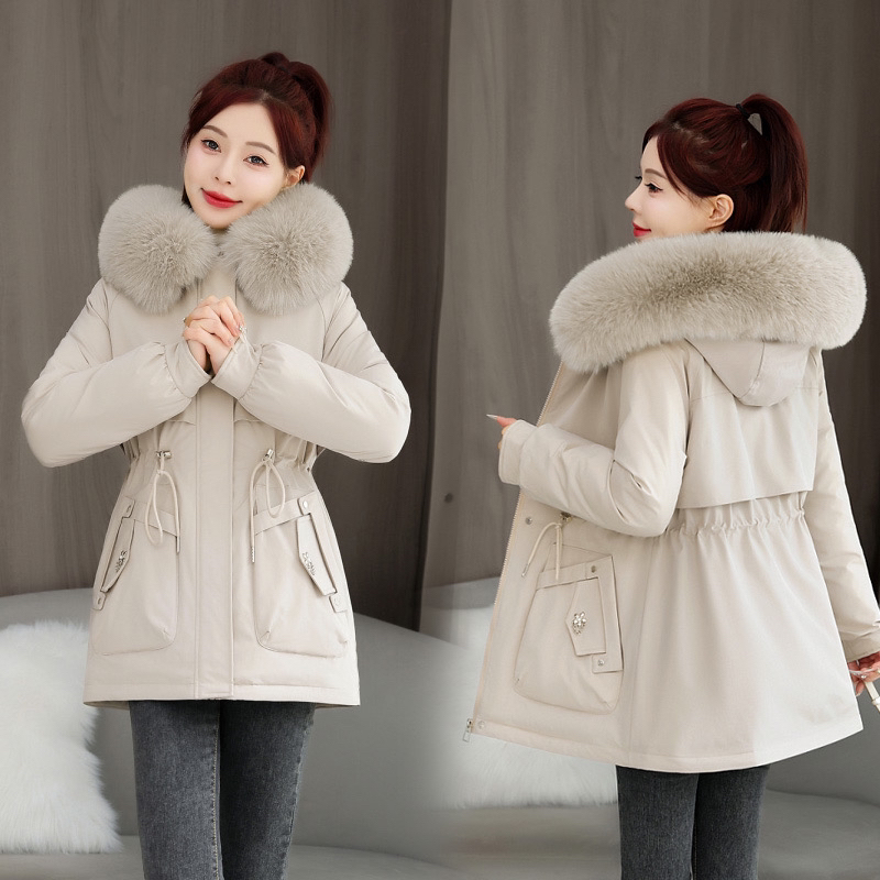 新款派克加绒派克棉服女冬季外套小个子保暖洋气潮时尚连帽棉袄