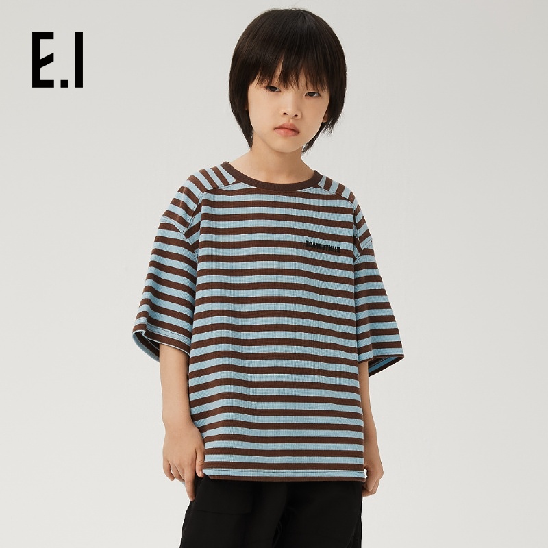 儿童条纹短袖夏新款中大童插肩袖韩版宽松休闲亲子装D8242662985