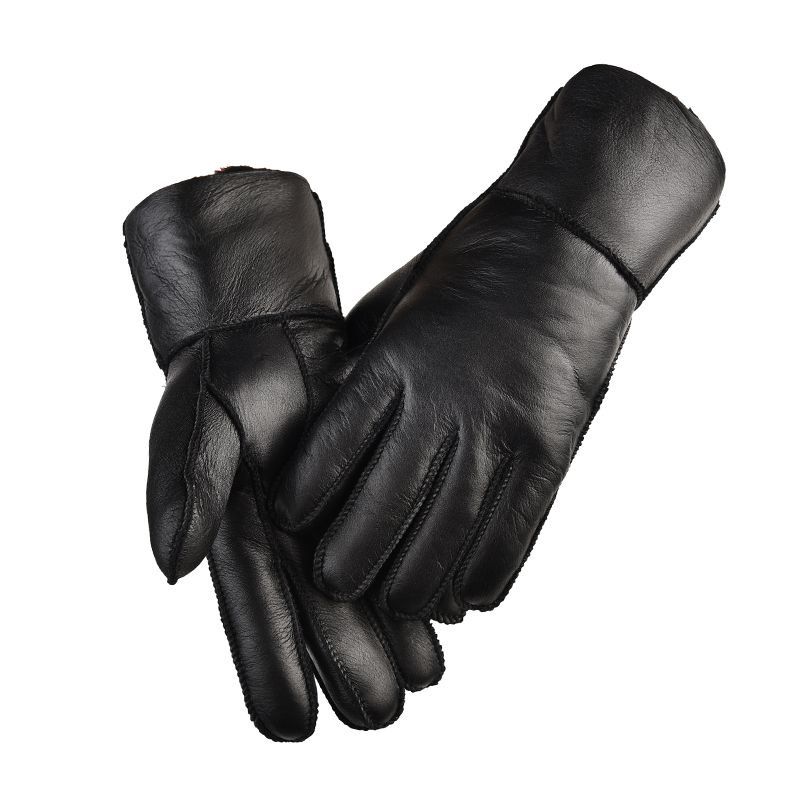 大码加肥皮毛一体骑行户外保暖真羊皮原皮暖手套原毛棉手套