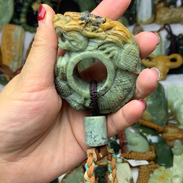 岫岩河磨玉（透闪石质玉）手把未镶嵌