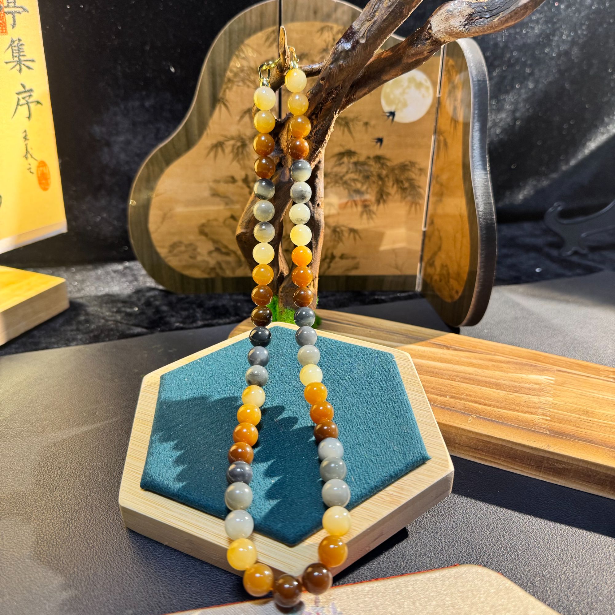 【闻渊珠宝】my005天然和田玉10mm项链（拍一发一）