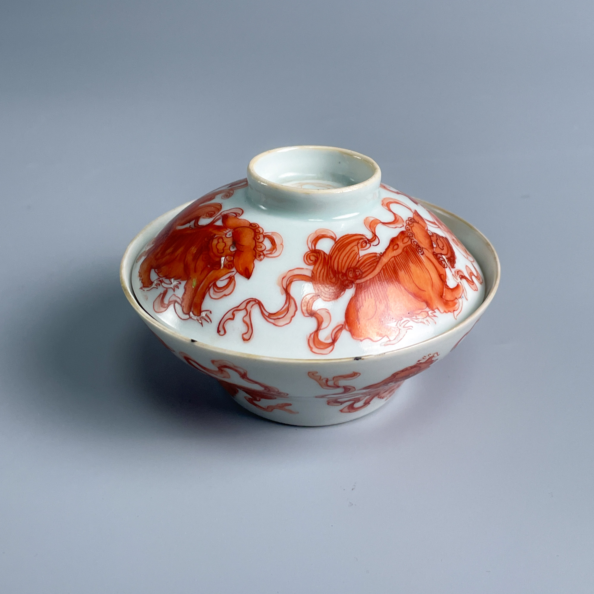 瓷器/古董晚清矾红九世同堂盖碗M25CD006D69古玩收藏/文物/绣花张