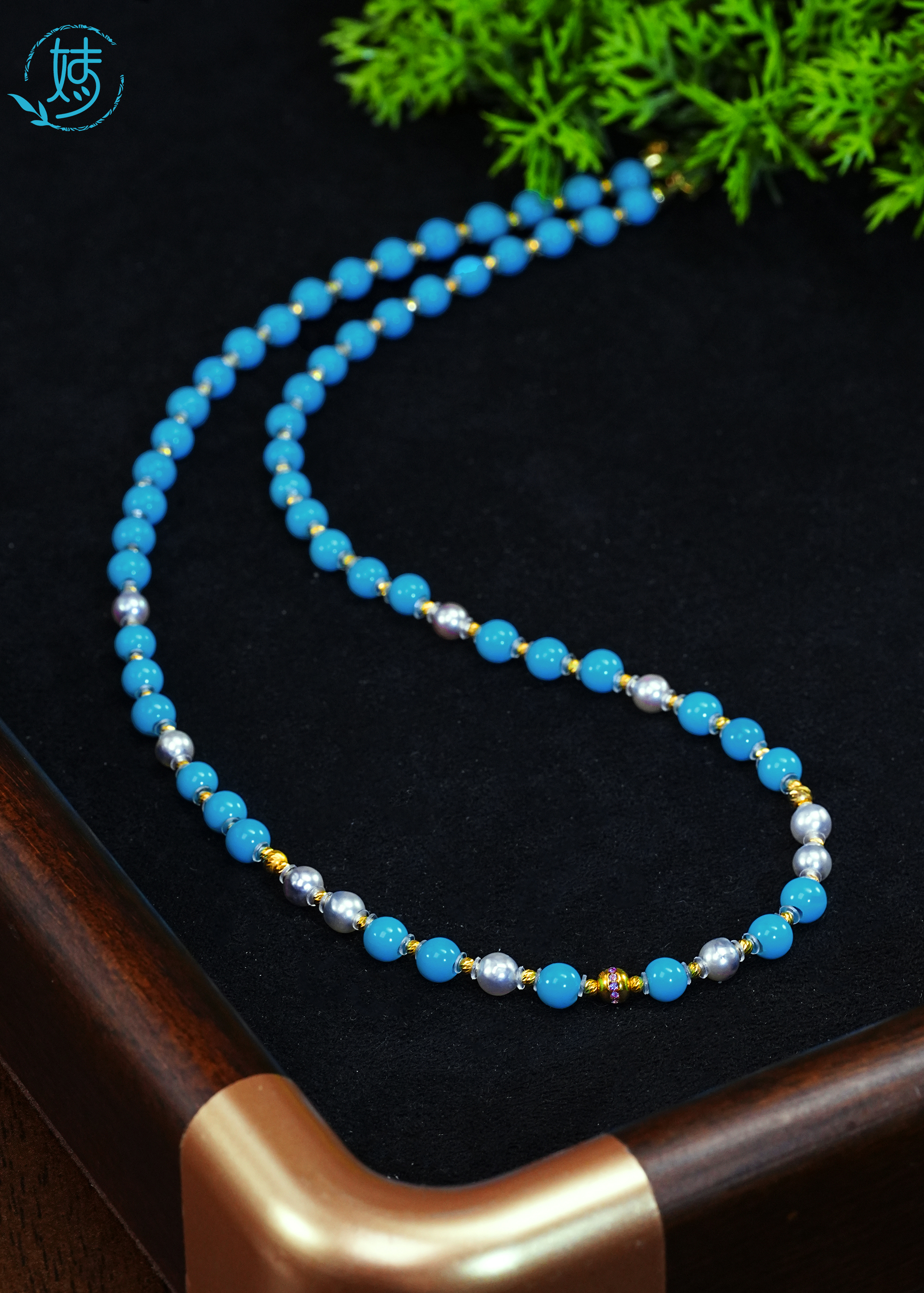 【婧婧精选】收藏 · 18K金睡美人绿松DIY珍珠项链≈5mm± 多样性发