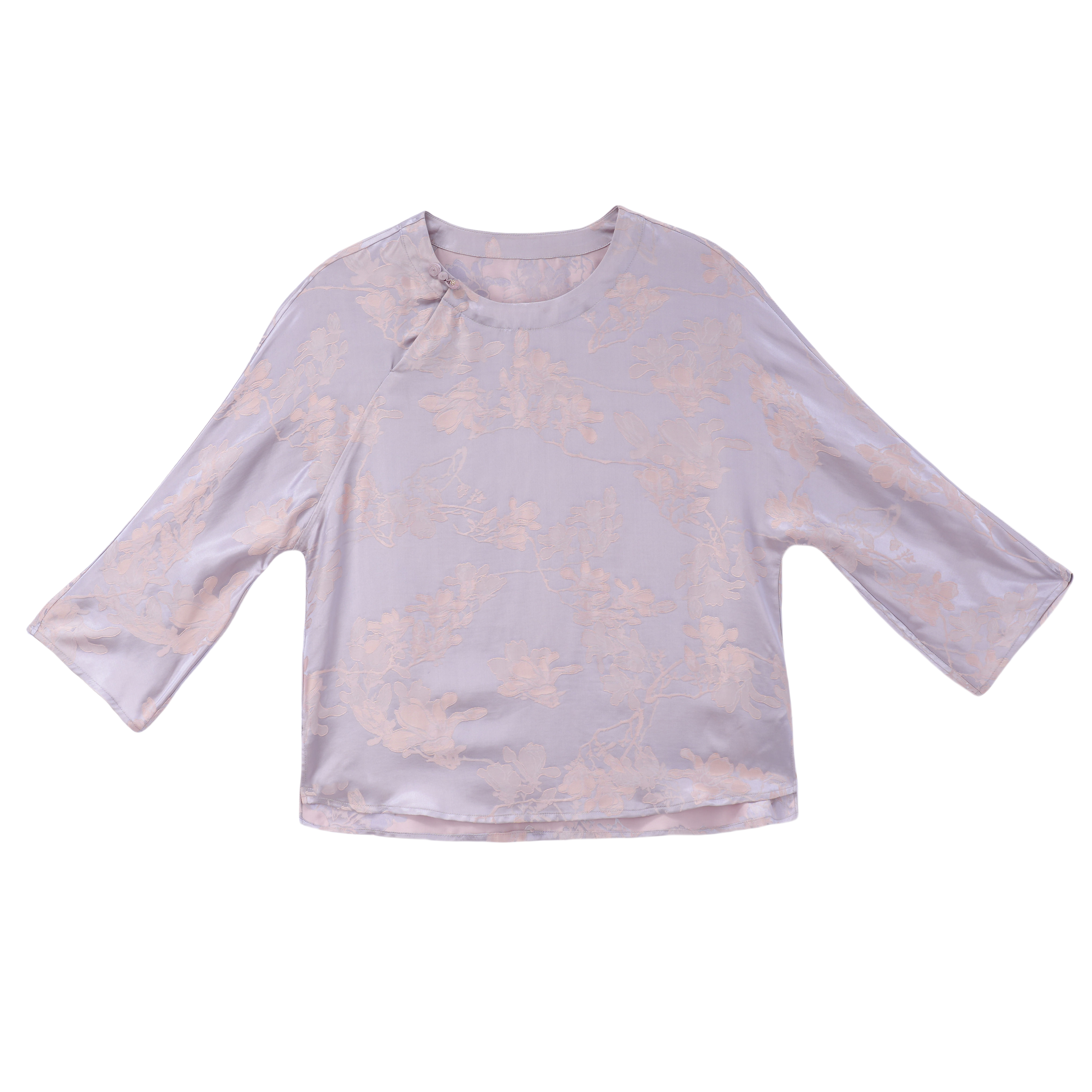 紫烟-YZ253085新中式中国风复古时尚气质百搭上衣提花女装圆领