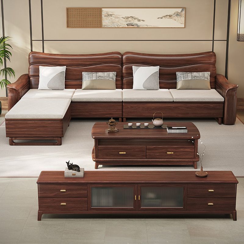 （现货速发）【厚扶手舒】新中式黑胡桃木全实木沙发客厅组合中式复古