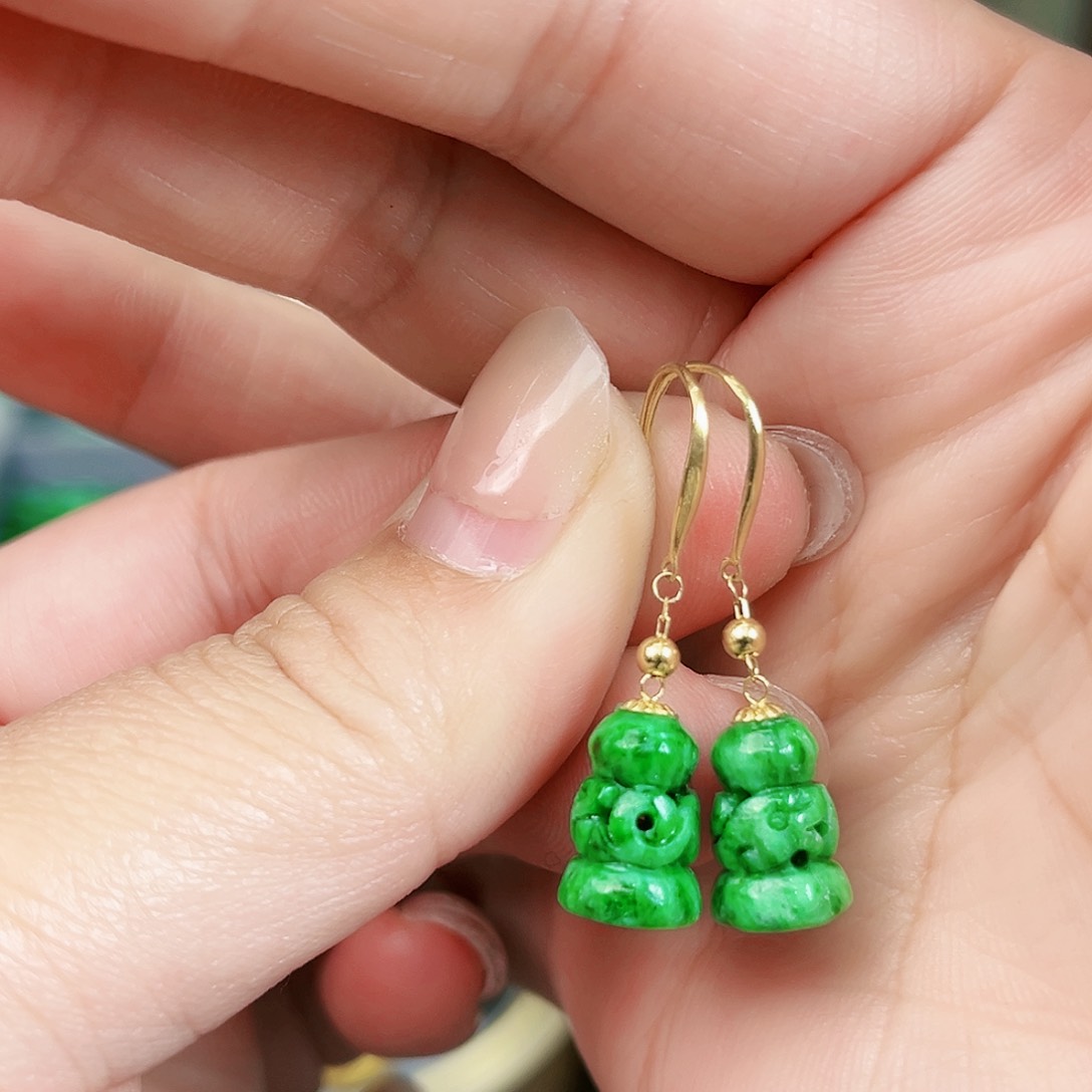 翡翠颈饰18K金镶嵌耳饰