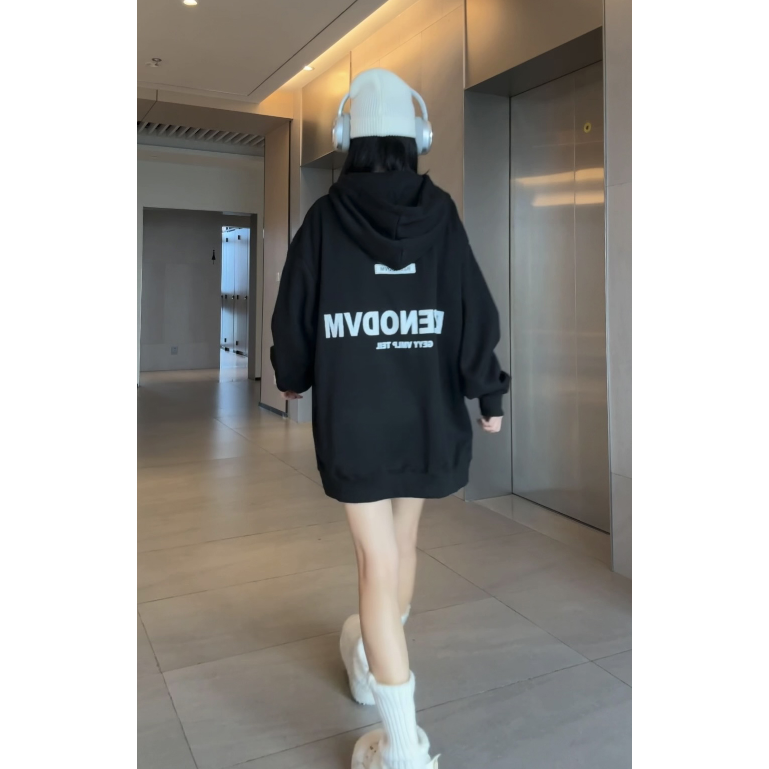 连帽卫衣女秋冬款加绒加厚美式下衣失踪ins潮流宽松印花长袖外套