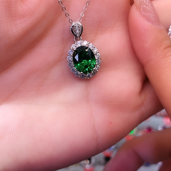 透辉石吊坠银S925镶嵌