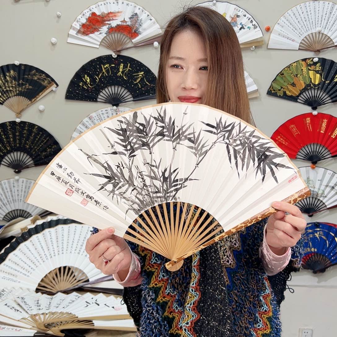 书法梅妃95寸-文玩扇-手写-粘好发出