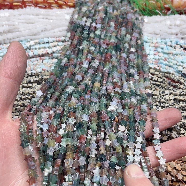 玛瑙/玉髓珠宝半成品未镶嵌一条6mm水草星星