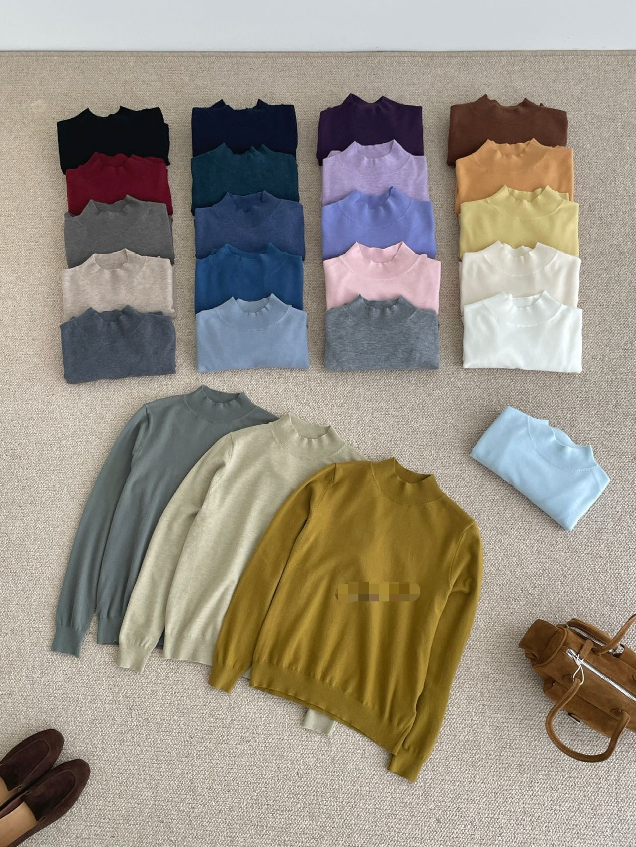 HANG&AWA百搭纯色高级中领打底衫258066