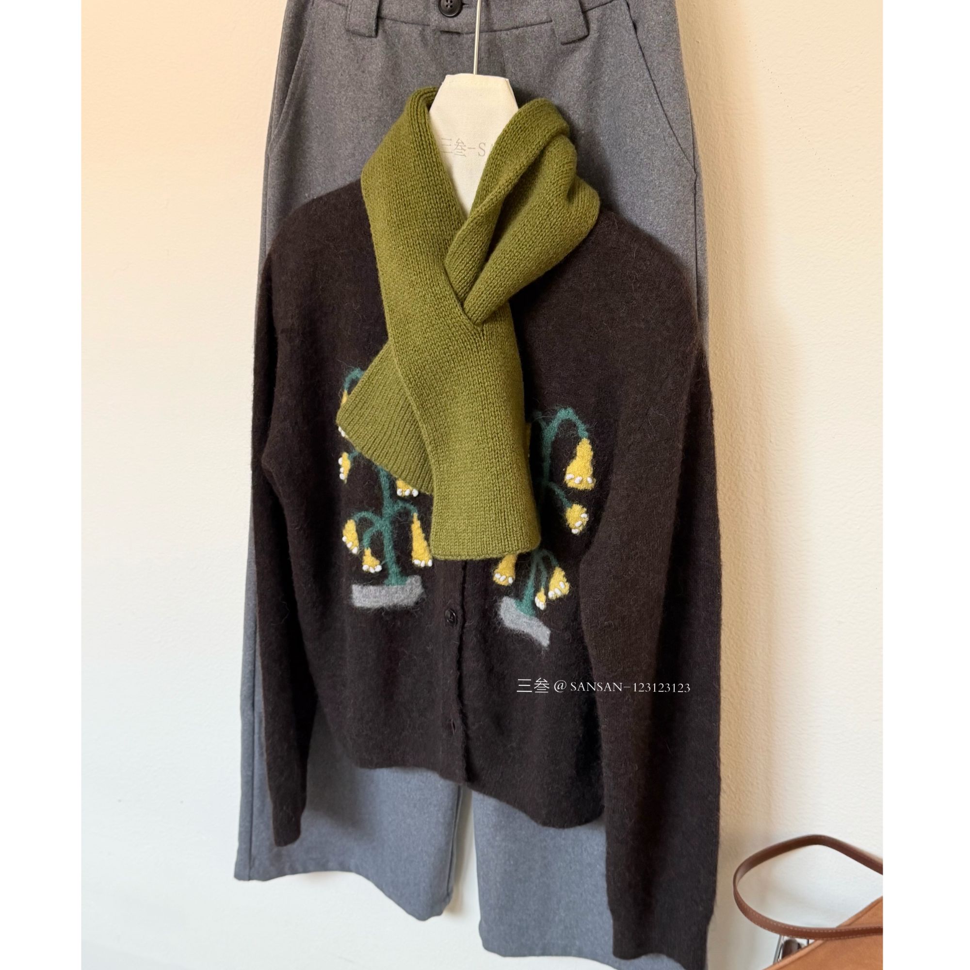 SAN-设计师款响铃花毛衣开衫