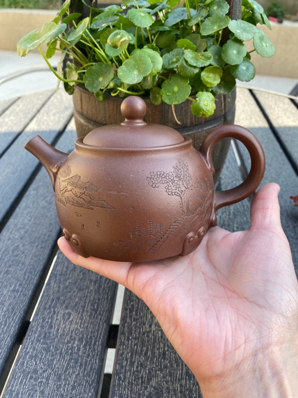 宜兴正品紫砂壶原矿老紫泥牛盖四足如意壶茶具泡茶壶圆壶泥壶