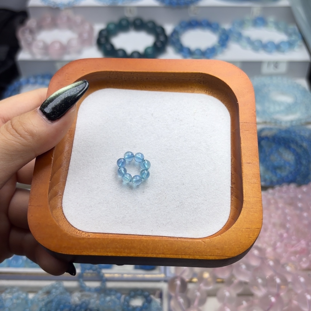 海蓝宝石未镶嵌戒圈海蓝宝跑环