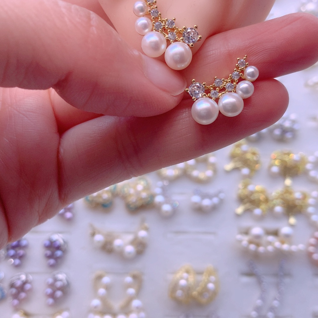 合金淡水珍珠耳饰