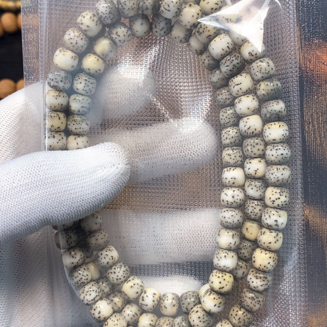 星月菩提手串小***o108河豚石玉料