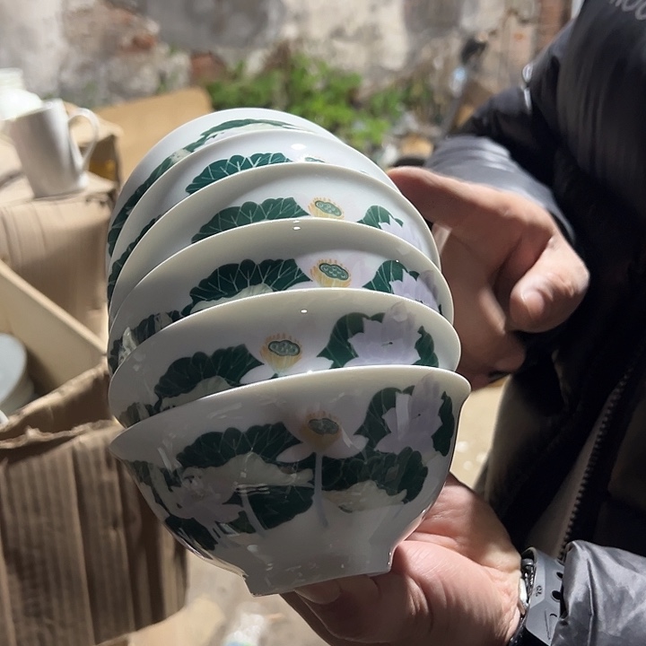 瓷片景德镇陶瓷荷花碗6个