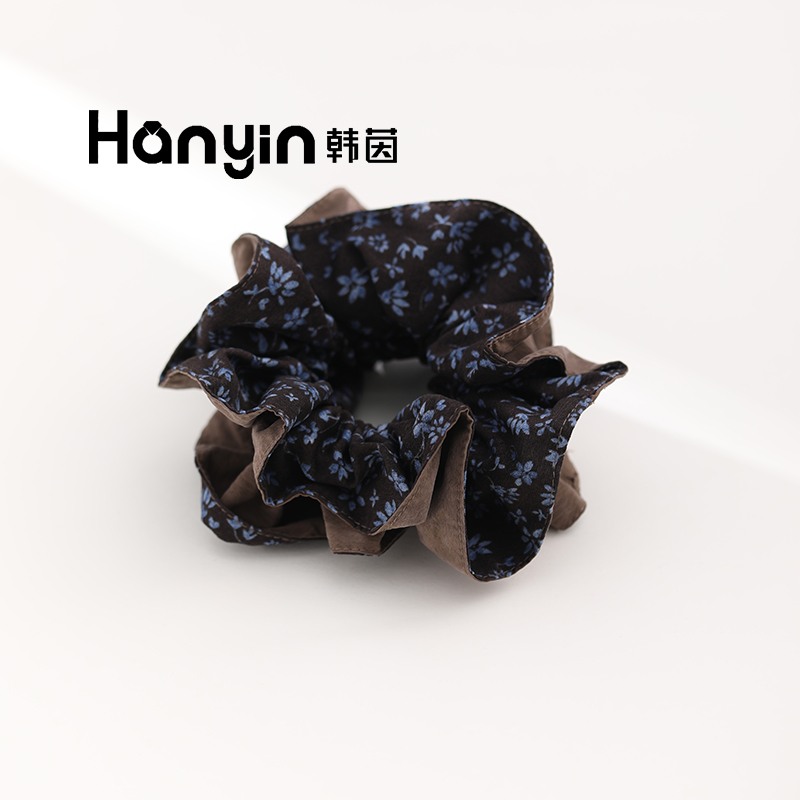 韩版优雅时尚撞色小碎花大肠发圈简约百搭发饰