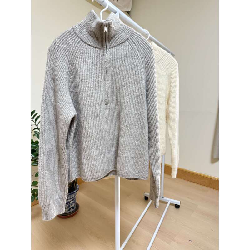 2024秋冬季新款设计感半高领拉链针织宽松毛衣