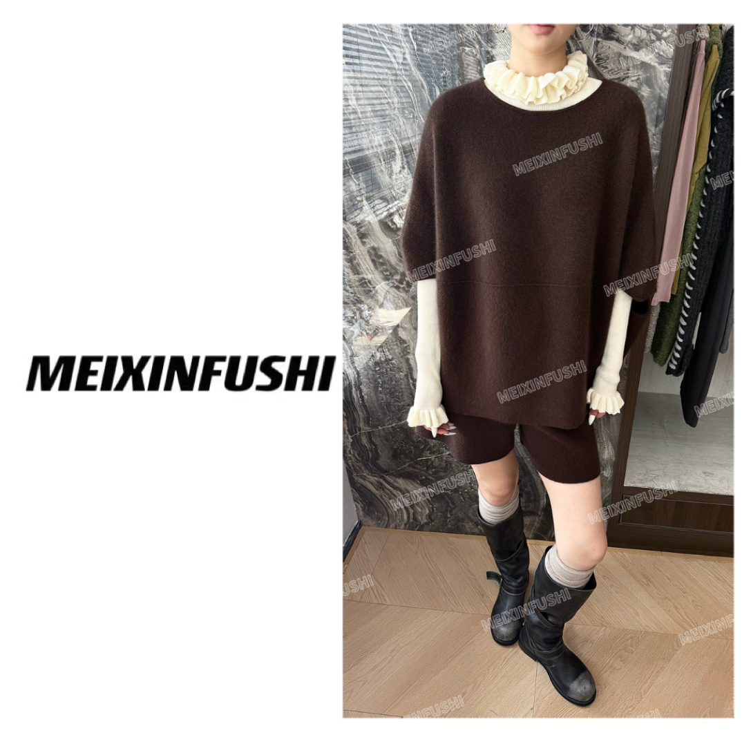 【Mei Xin】欧货袖子设计套头羊毛短袖上衣/3878/D