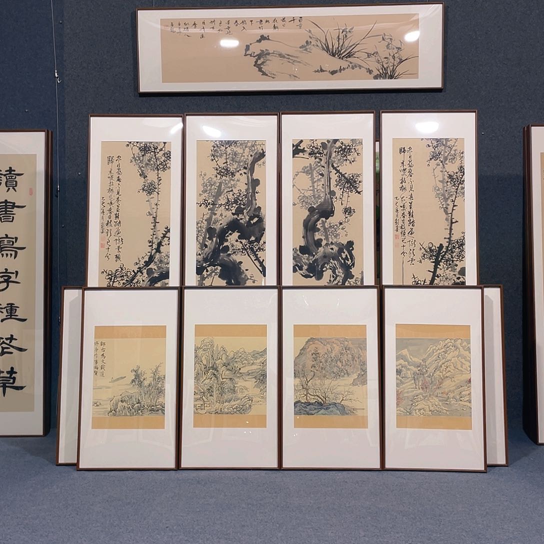 国画手绘画作品带框