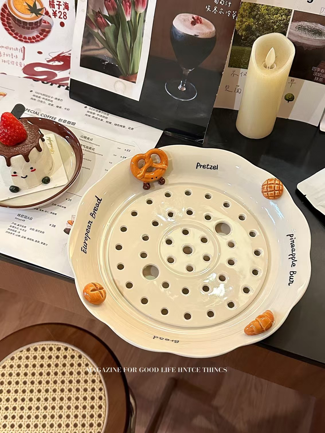 面包饺子盘双层沥水专用盘高颜值果盘小吃盘