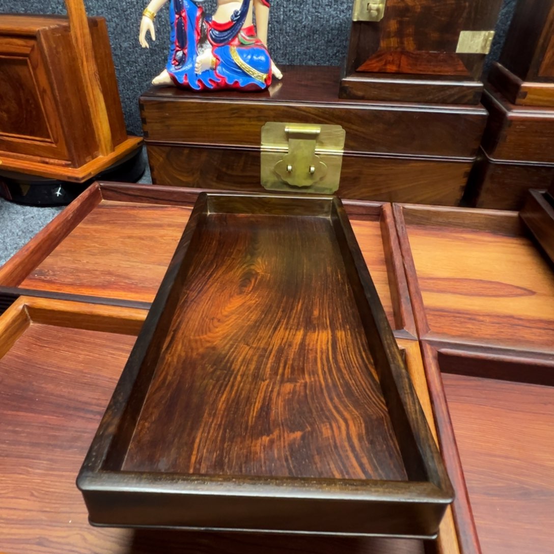 木老挝大红酸枝茶盘35×16×3